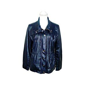 Erin London Sheen Shiny Faux Leather Like Lightweight Fashion Jacket Coat Sz M/L